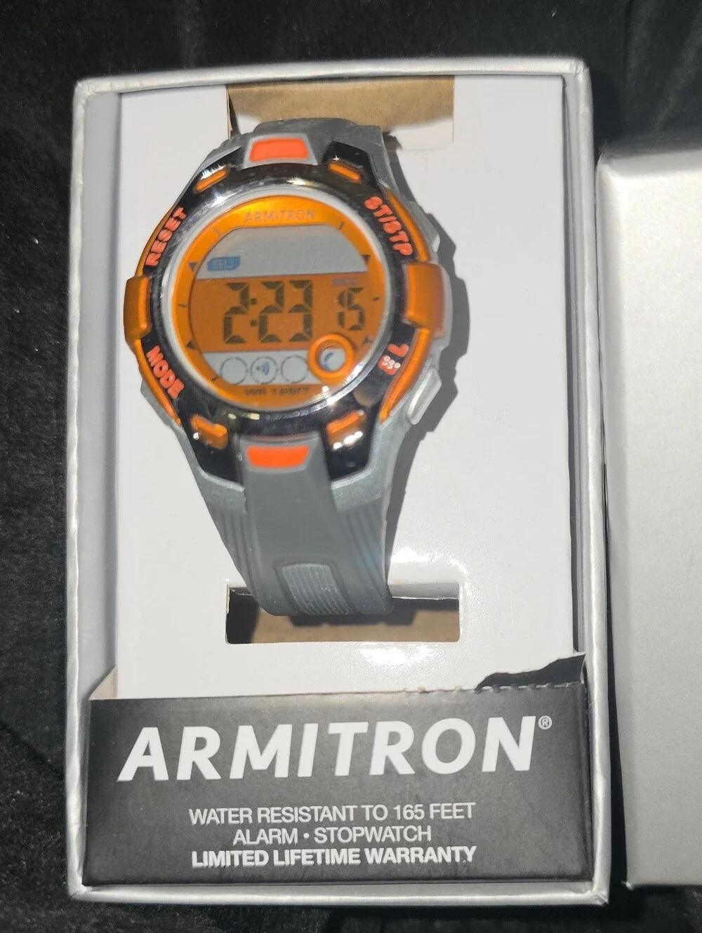 Armitron Orange & Gray Digital Sport Watch WaterProof Battery Works Brand New